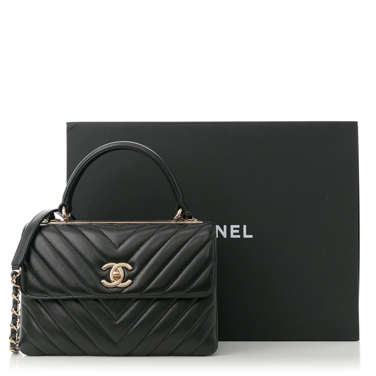 Chanel Lambskin Chevron Quilted Small Trendy CC Dual Handle Flap Bag Black 11 of 11