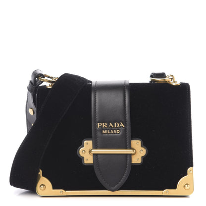 Prada Velvet City Calfskin Cahier Bag Black 1 of 8