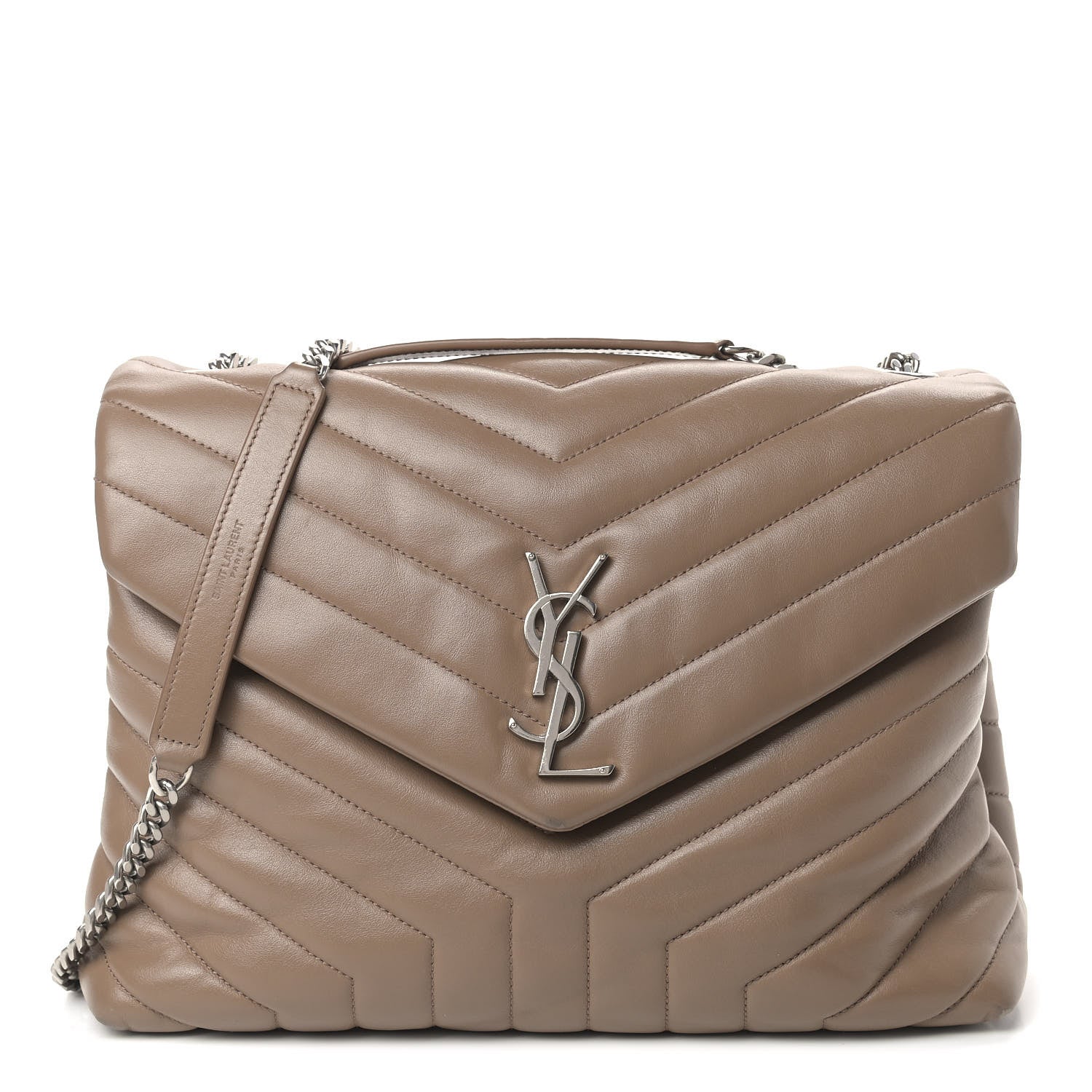 Saint Laurent Calfskin Y Quilted Monogram Medium Loulou Chain Satchel Light Brown 1 of 12