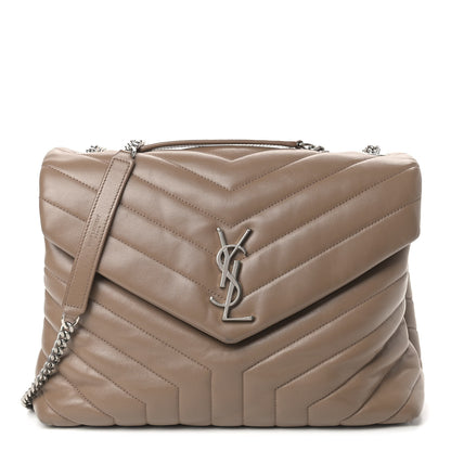 Saint Laurent Calfskin Y Quilted Monogram Medium Loulou Chain Satchel Light Brown 1 of 12
