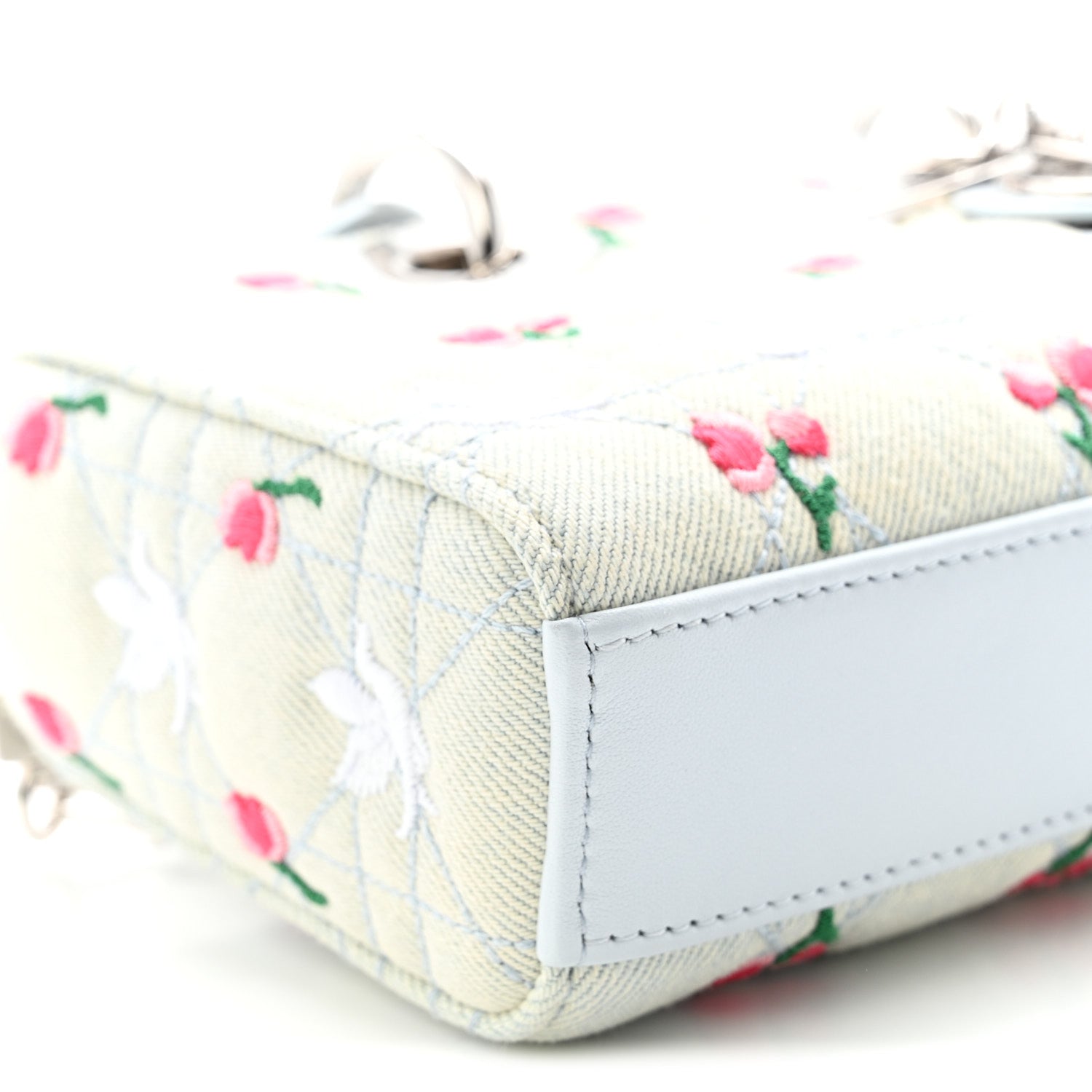 Christian Dior Denim Cannage Embroidered Doves & Roses Dioramour Mini Lady D-Joy Blue Multicolor 9 of 10