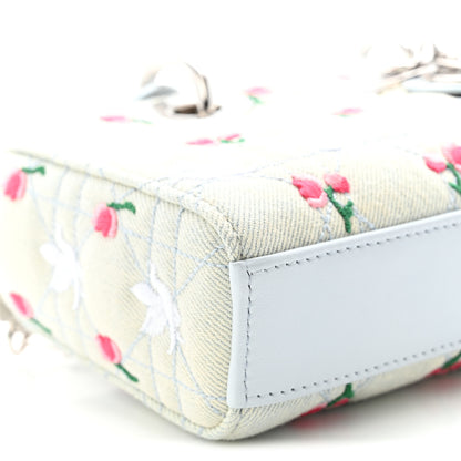 Christian Dior Denim Cannage Embroidered Doves & Roses Dioramour Mini Lady D-Joy Blue Multicolor 9 of 10