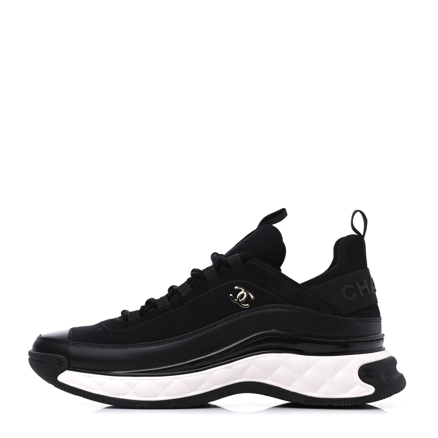 Velvet Calfskin Mixed Fibers CC Sneakers 41 Black