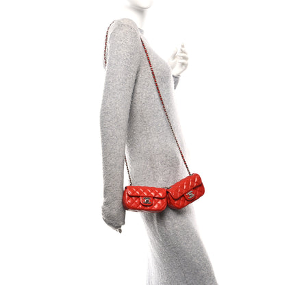 Chanel Lambskin Quilted Double Mini Flap Crossbody Red 2 of 11