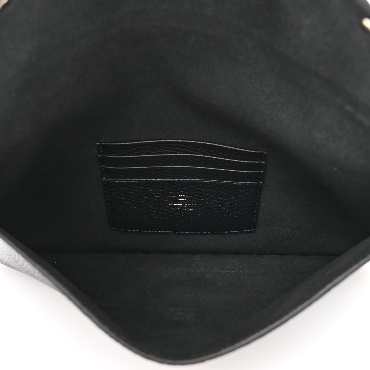 Pebbled Calfskin Large Rockstud Envelope Clutch Black