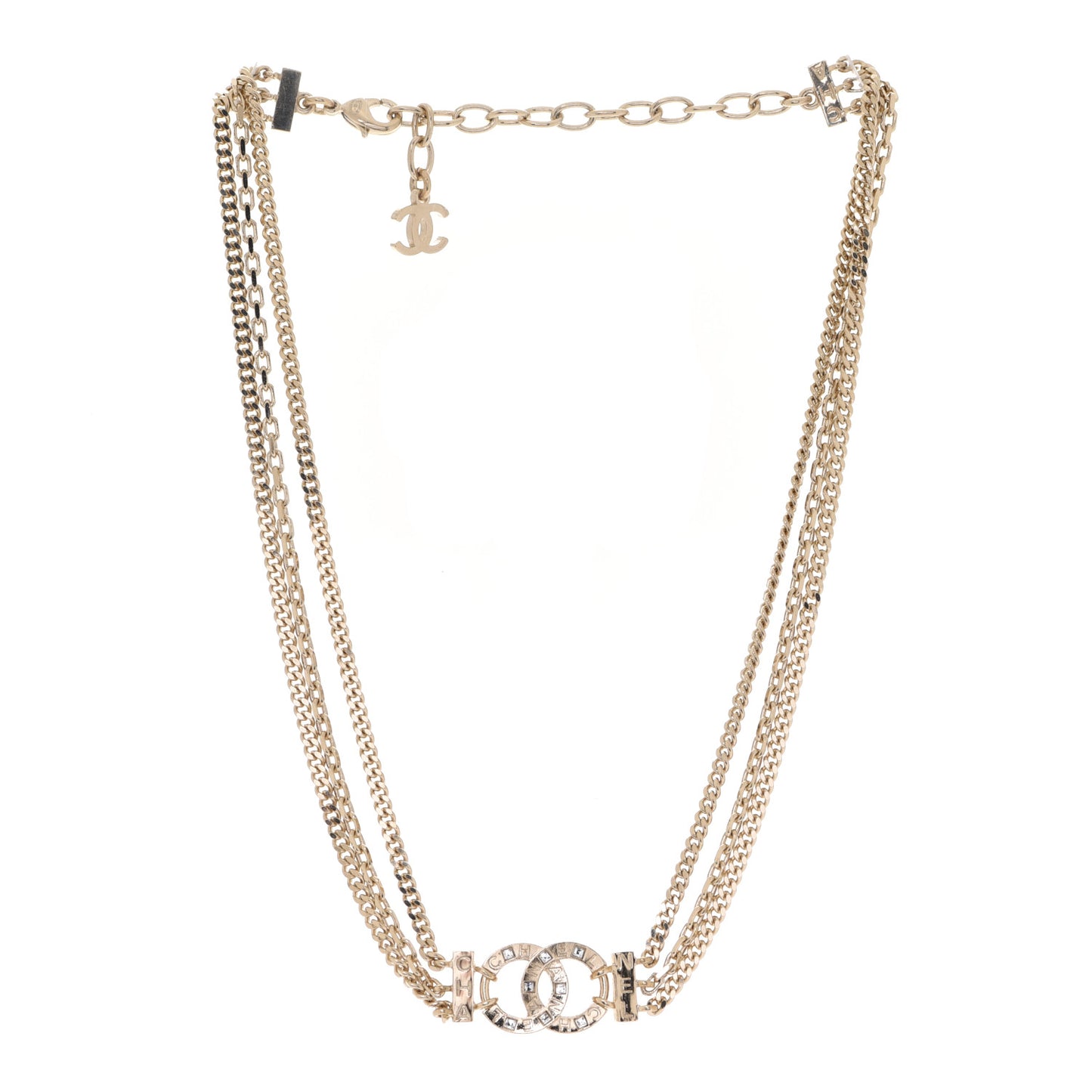 Crystal Chain Short Necklace Gold