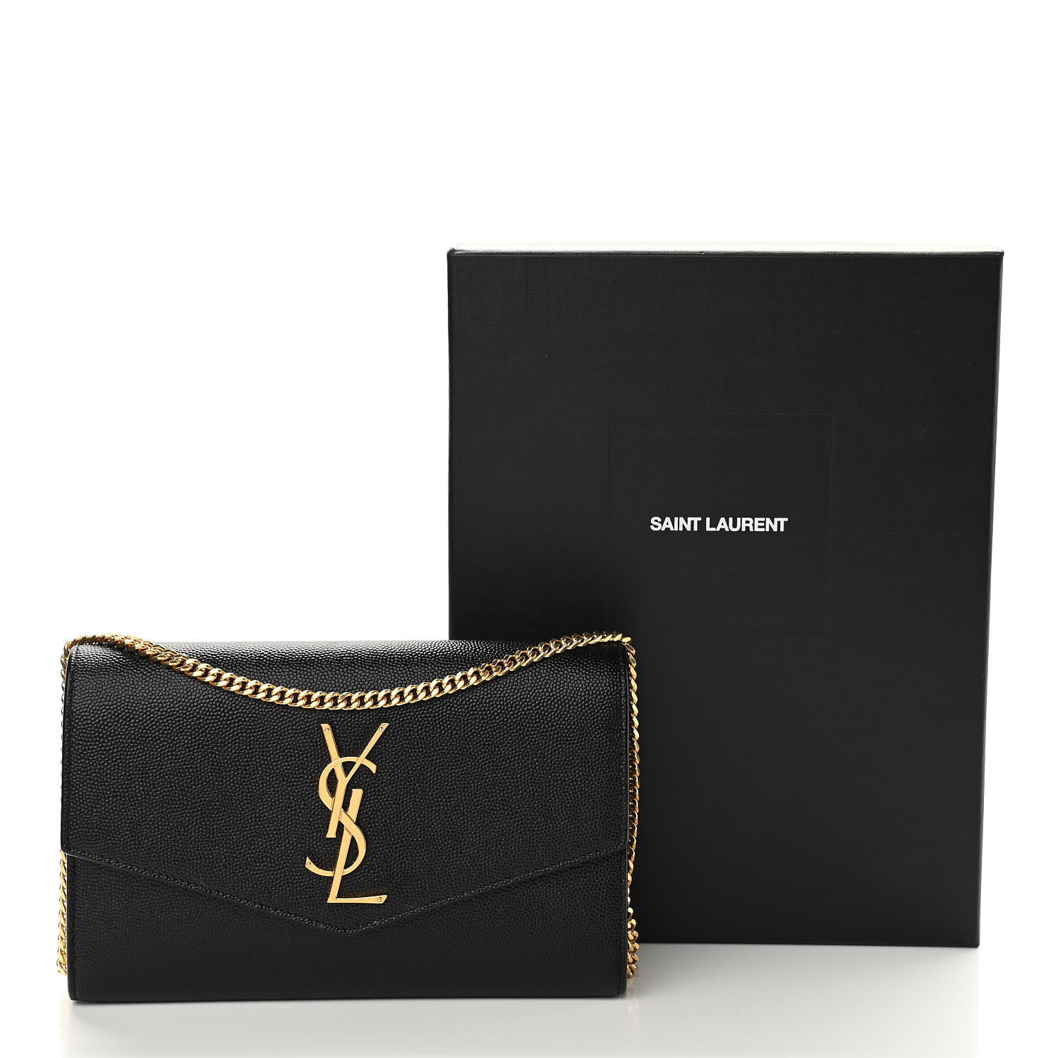 Saint Laurent Grain De Poudre Uptown Chain Wallet Black 12 of 12