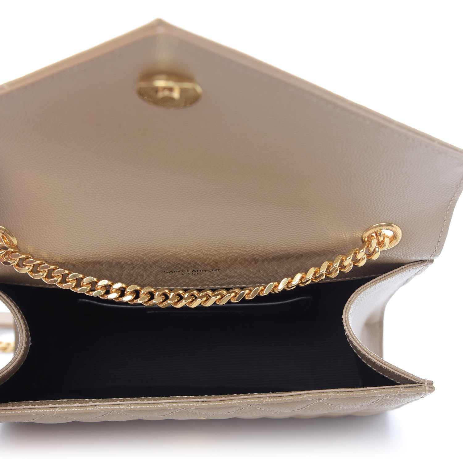Saint Laurent Grain De Poudre Textured Mixed Matelasse Triquilt Small Monogram Satchel Dark Beige 5 of 8
