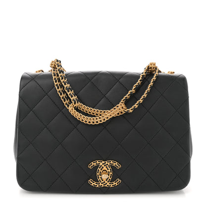 Chanel Lambskin Quilted Chain To Chain Flap Black 1 of 11