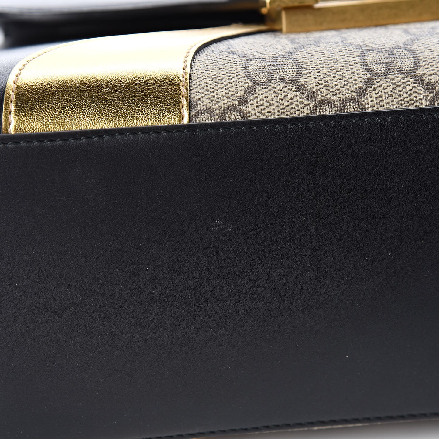 GG Supreme Monogram Small Osiride Top Handle Bag Black Gold