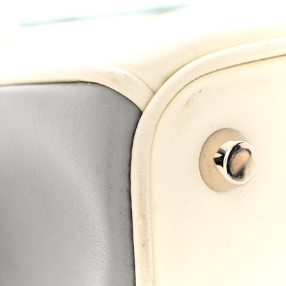 Christian Dior Smooth Calfskin Patent Medium Diorissimo Tote White Grey 14 of 19