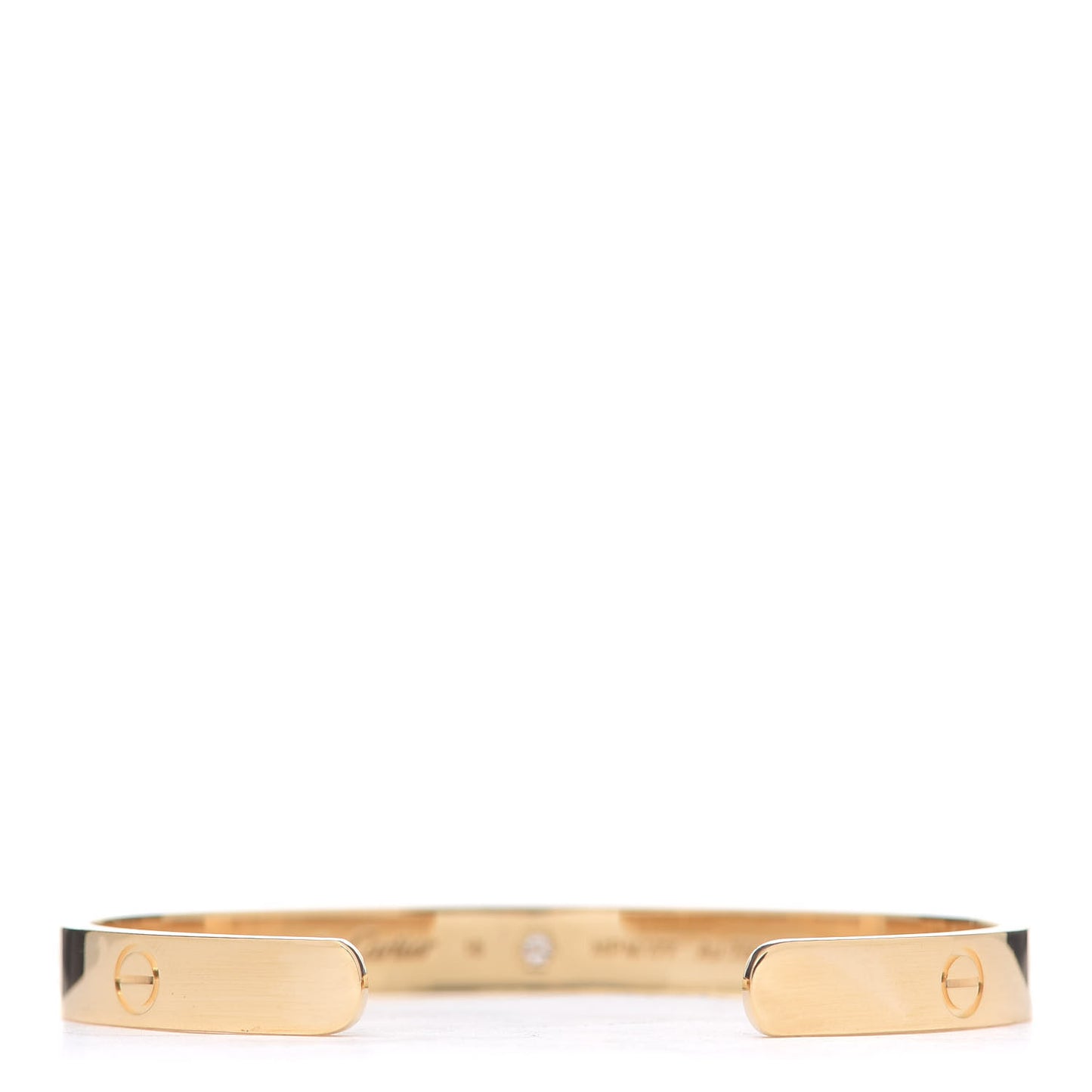 18K Yellow Gold 1 Diamond LOVE Cuff Bracelet 18