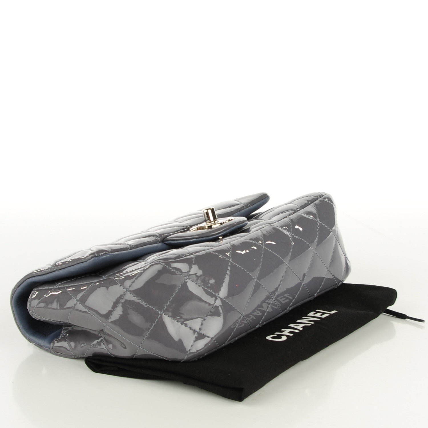 Chanel Patent Calfskin Quilted Mini Rectangular Flap Grey 3 of 8