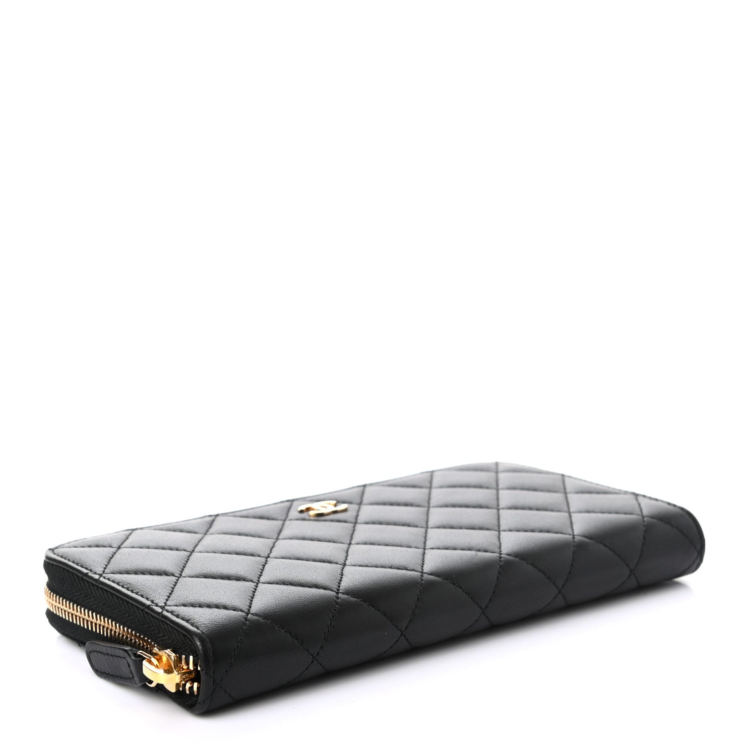 Chanel Lambskin Quilted Large Gusset Zip Around Wallet Black 4 of 8