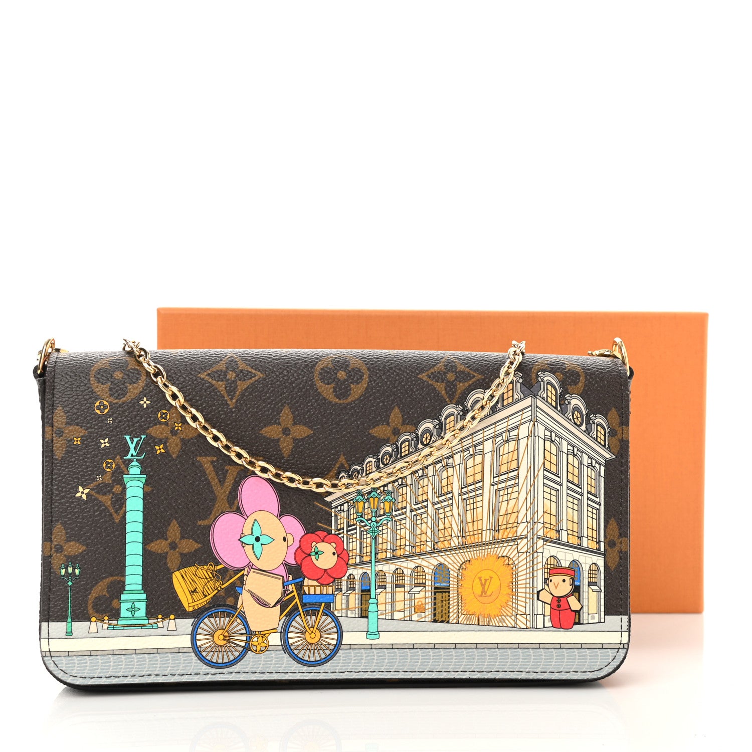 Louis Vuitton Monogram 2022 Christmas Animation Paris Pochette Felicie Chain Wallet Pink 8 of 8