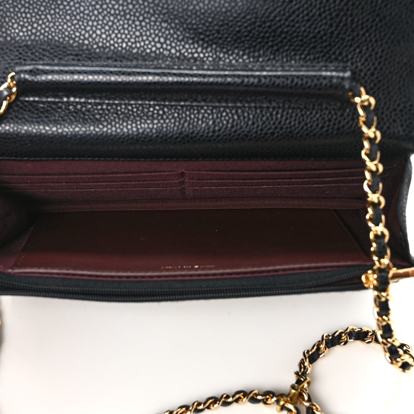 Caviar Quilted Wallet on Chain WOC Black