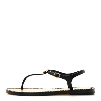 Chanel Lambskin CC Thong Sandals 38.5 Black Gold 1 of 11