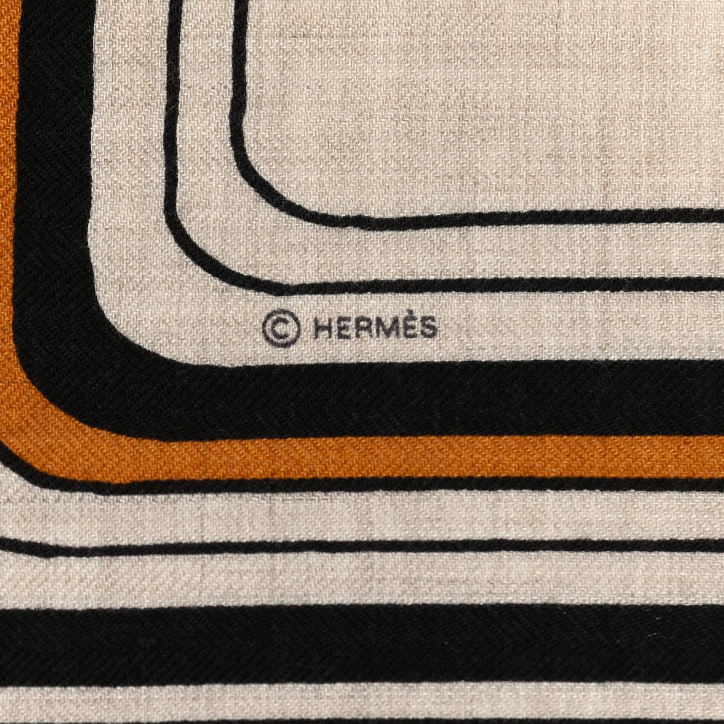 Cashmere Silk Pegase Paysage Shawl 140 Naturel Caramel Black