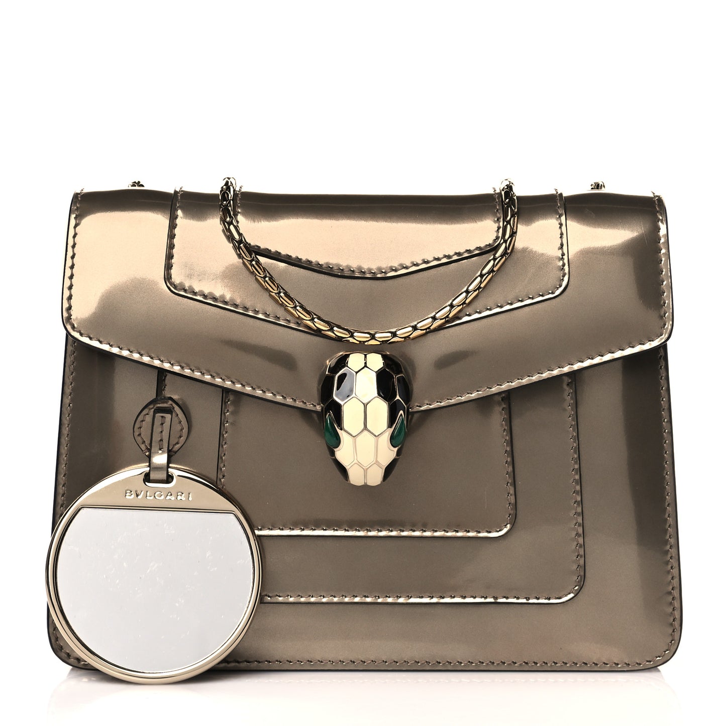 Metallic Calfskin Serpenti Forever Crossbody Bag Bronze