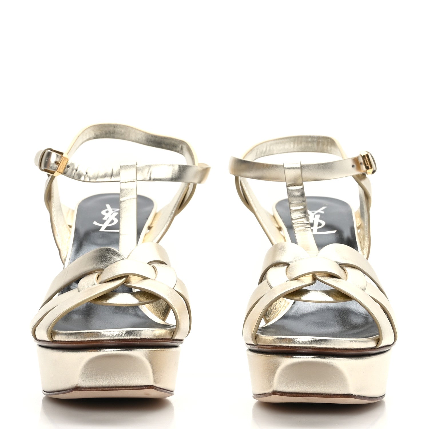Saint Laurent Metallic Nappa Tribute 75 Platform Sandals 40 Gold 2 of 7