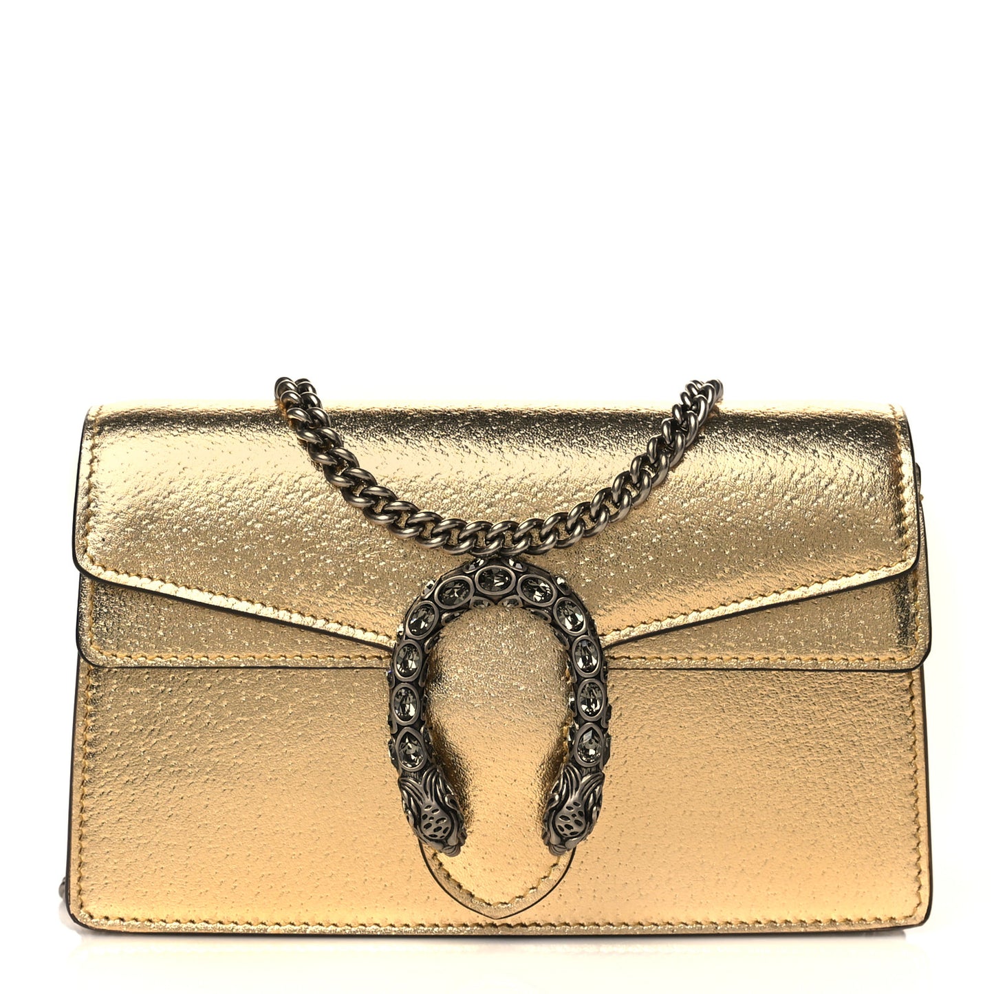 Metallic Calfskin Super Mini Dionysus Shoulder Bag Gold