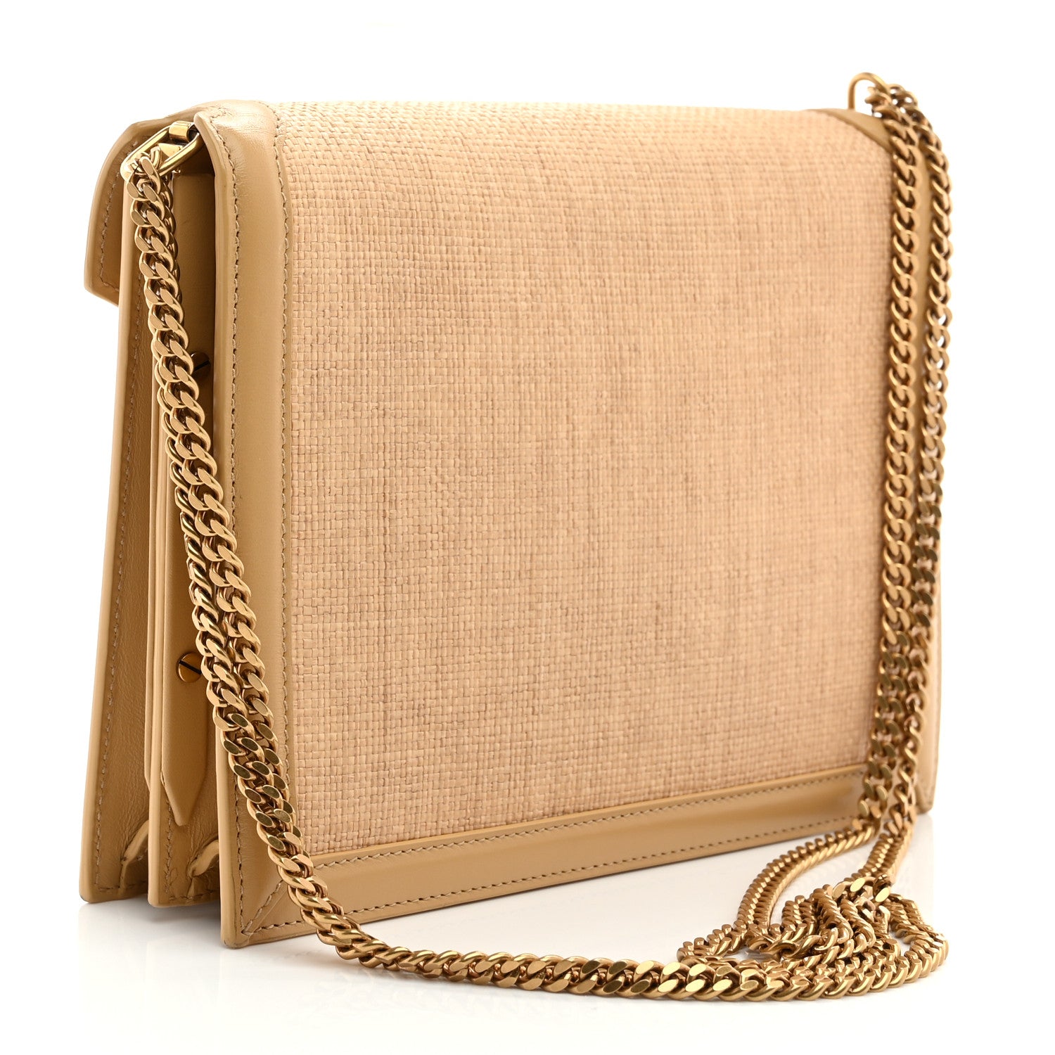 Saint Laurent Canvas Calfskin Classic Monogram Cassandra Grege Brown Gold 2 of 9