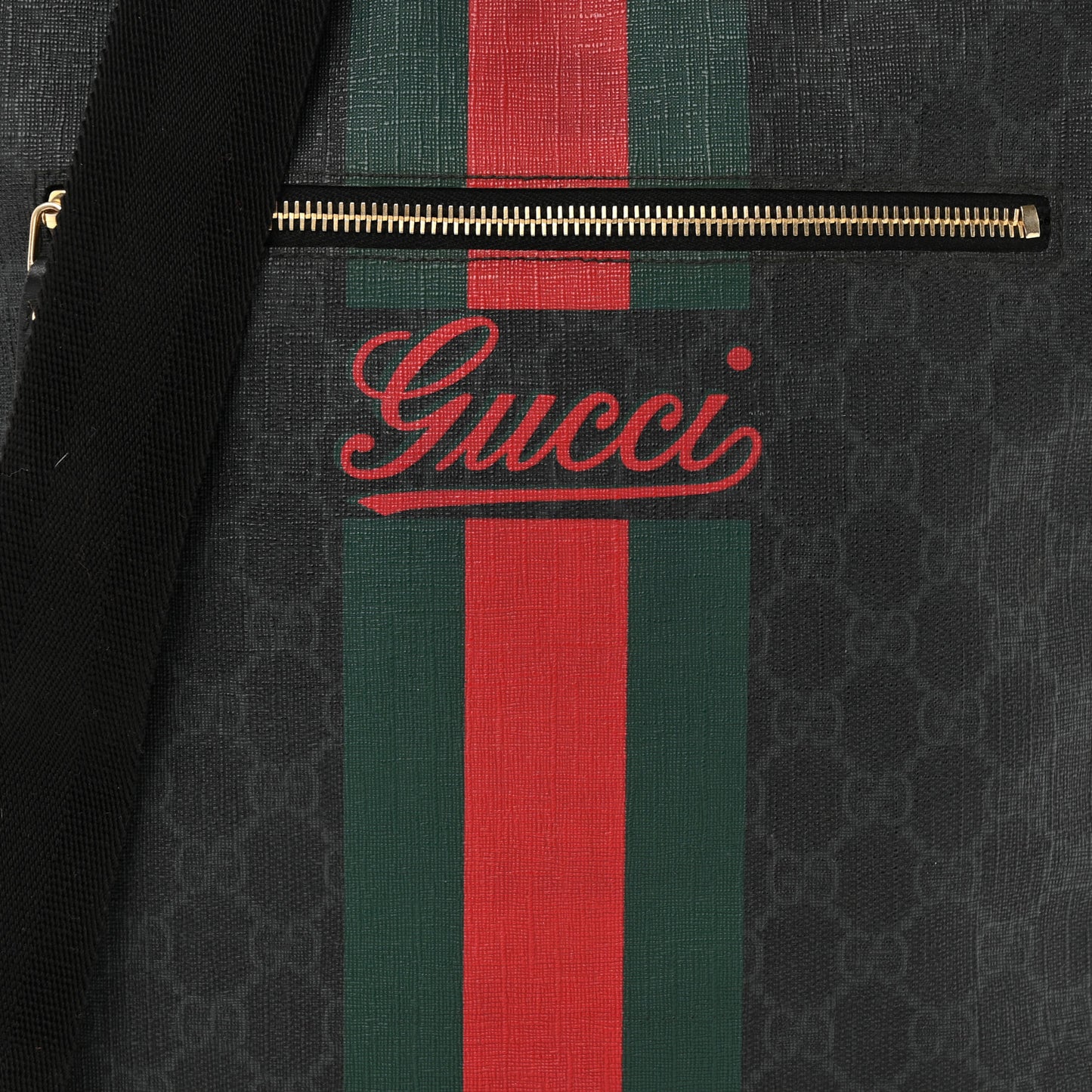 GG Plus Monogram Web Messenger Bag Black