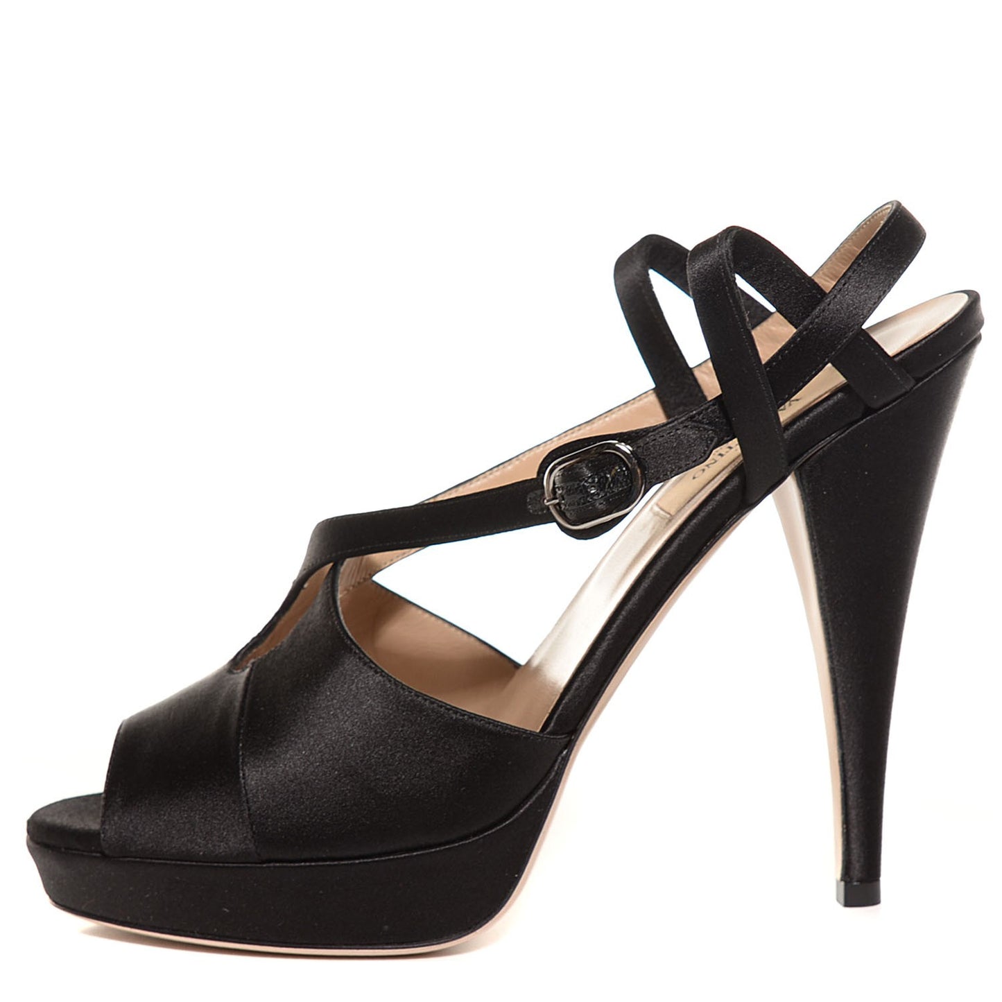 Satin Platform Sandals 38 Black