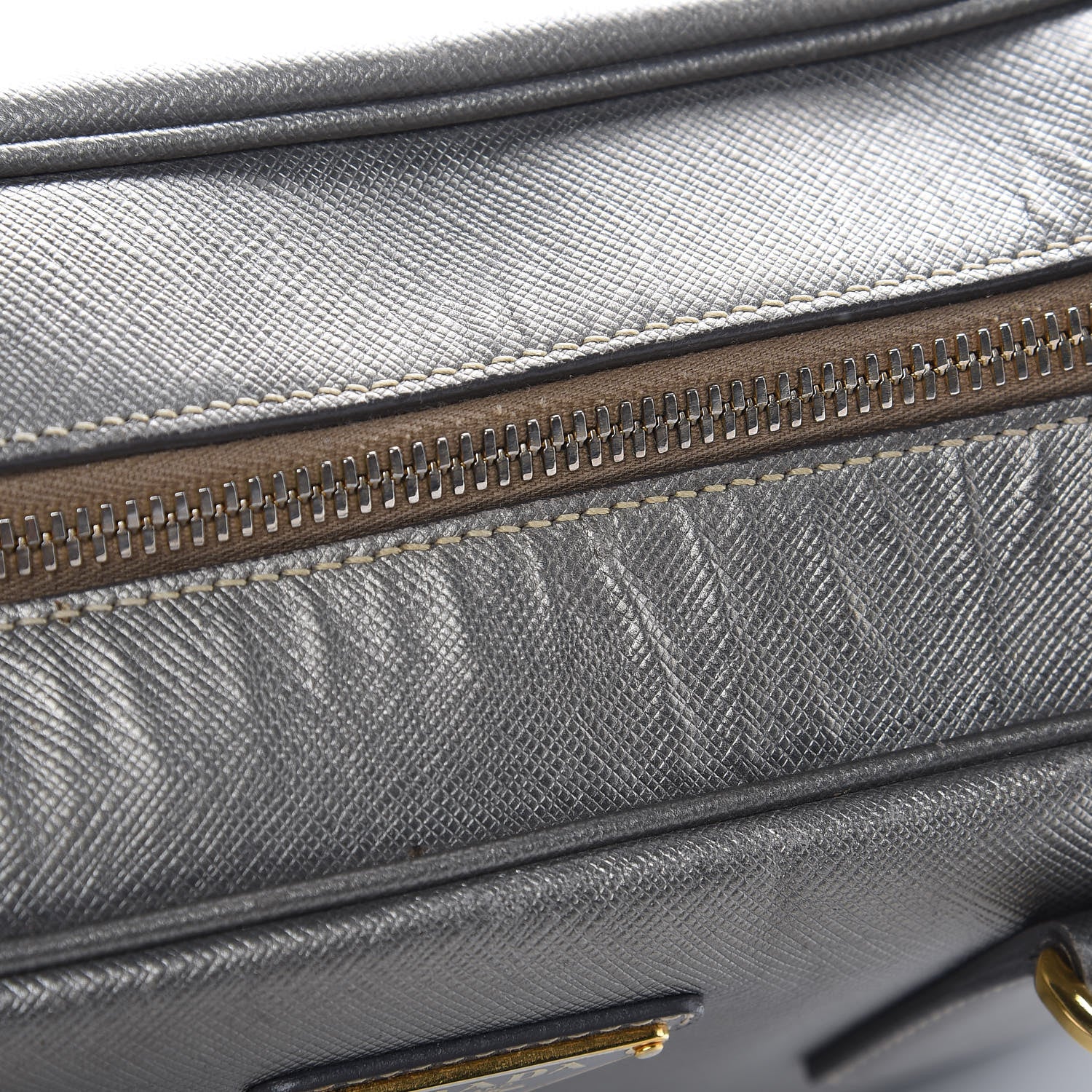 Prada Metallic Saffiano Lux Bowler Silver 17 of 23