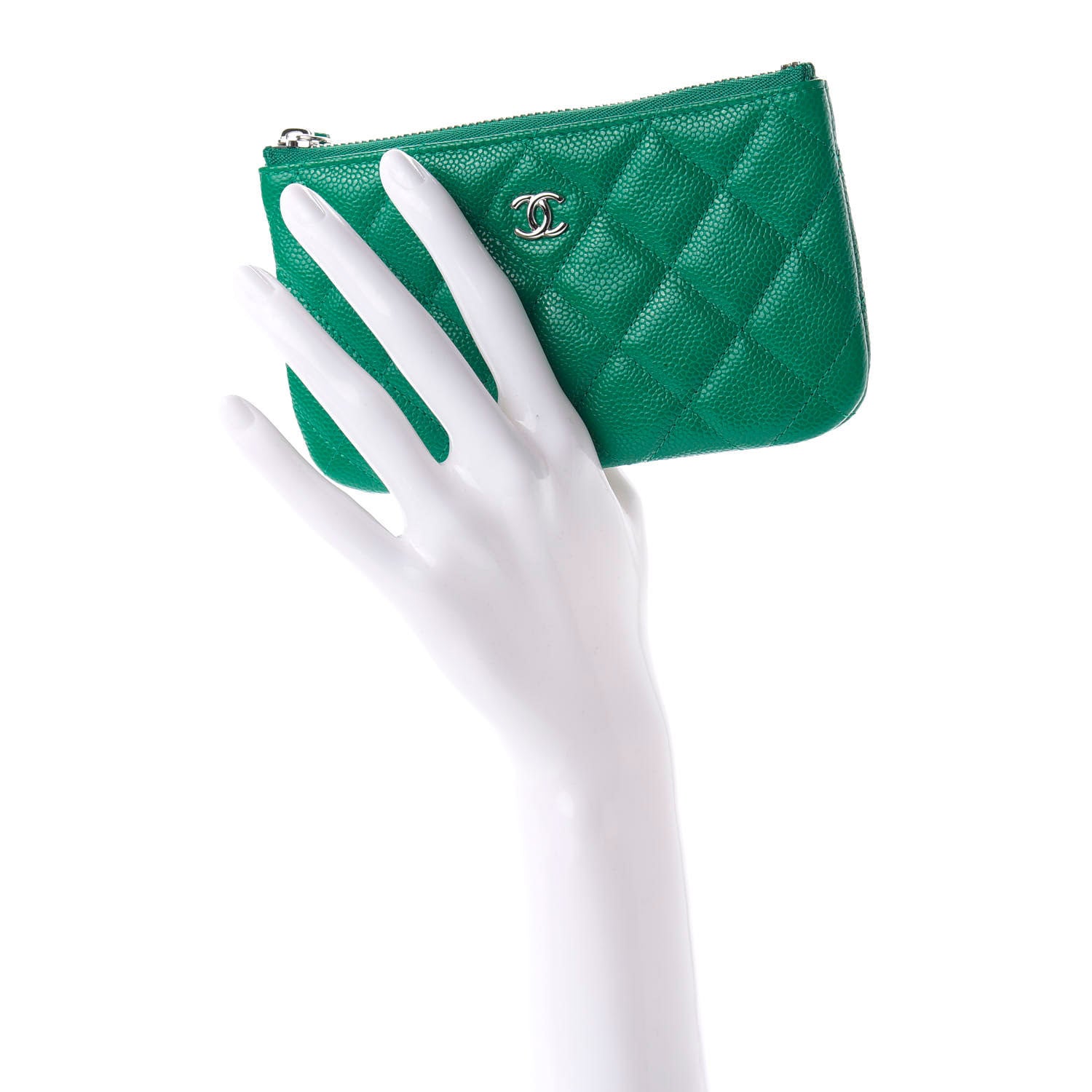 Chanel Caviar Quilted Small Cosmetic Case Green 2 of 11