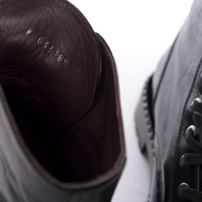 Chanel Crackled Calfskin Velvet Pearl Combat Short Boots 39 Black 10 of 10