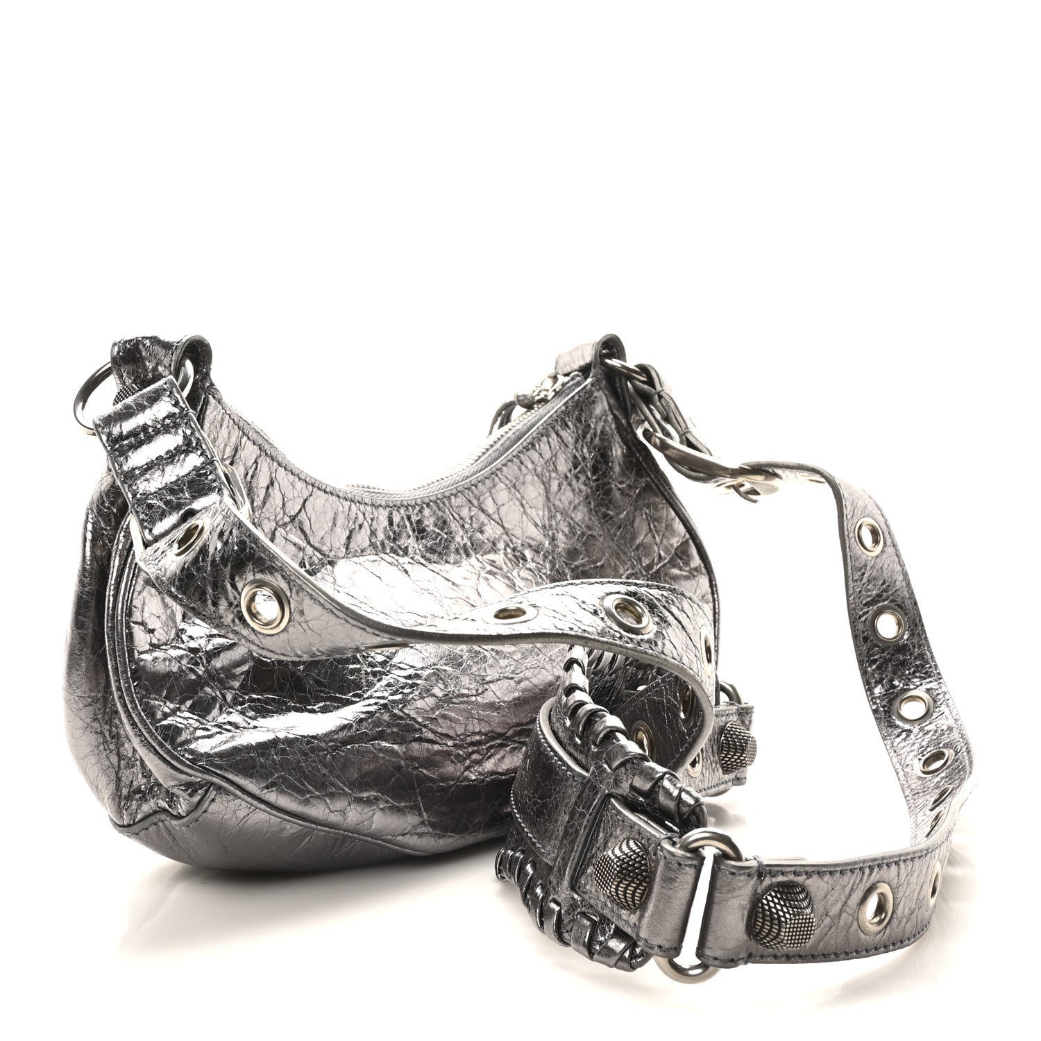 Balenciaga Metallic Agneau Arena Le Cagole Shoulder Bag XS Silver 3 of 11