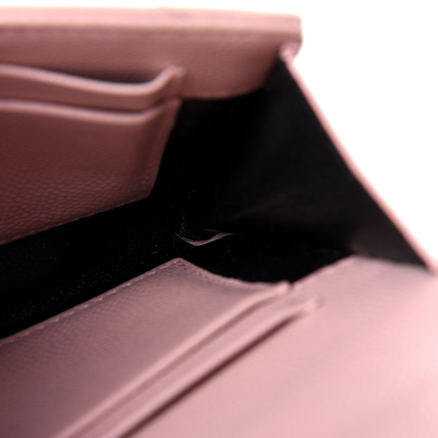 Grain De Poudre Matelasse Chevron Small Monogram Envelope Wallet Pale Pink