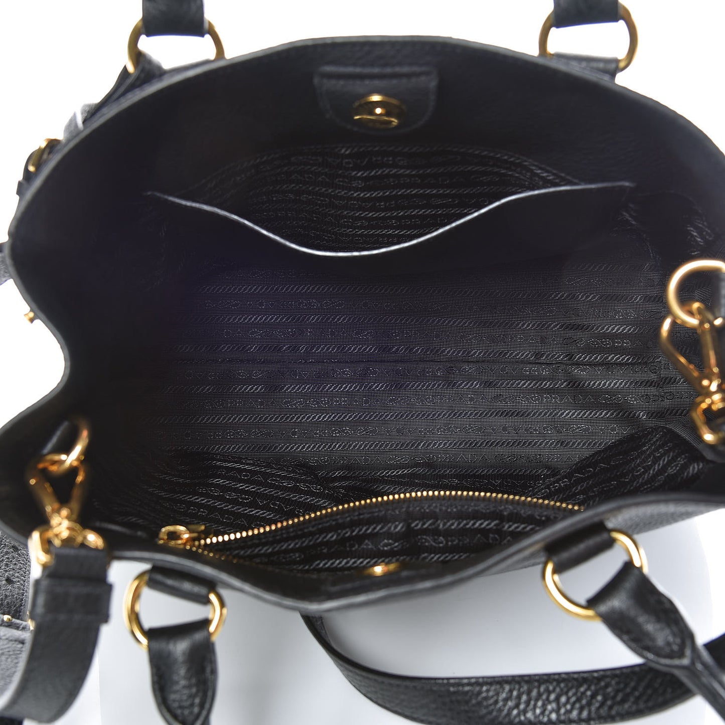 Vitello Daino Top Handle Bag Black