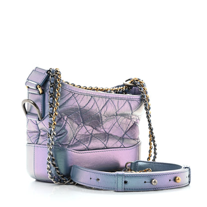 Chanel Iridescent Aged Calfskin Quilted Small Gabrielle Hobo Blue 3 of 11