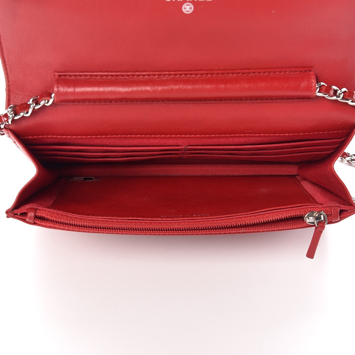 Chanel Patent Quilted Wallet On Chain WOC Red 5 of 12