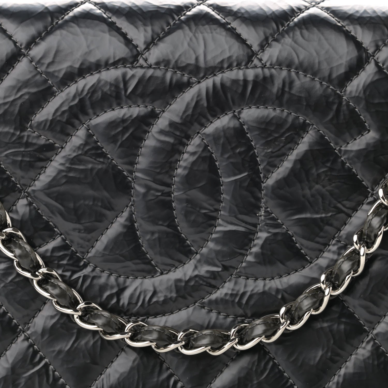 Chanel Glazed Calfskin Quilted CC Single Flap Black 8 of 11