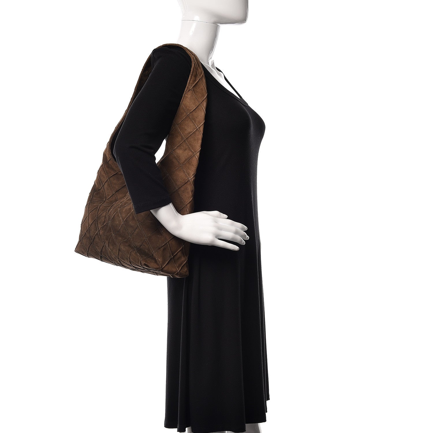 Chanel Suede Stitched Hobo Brown 2 of 11