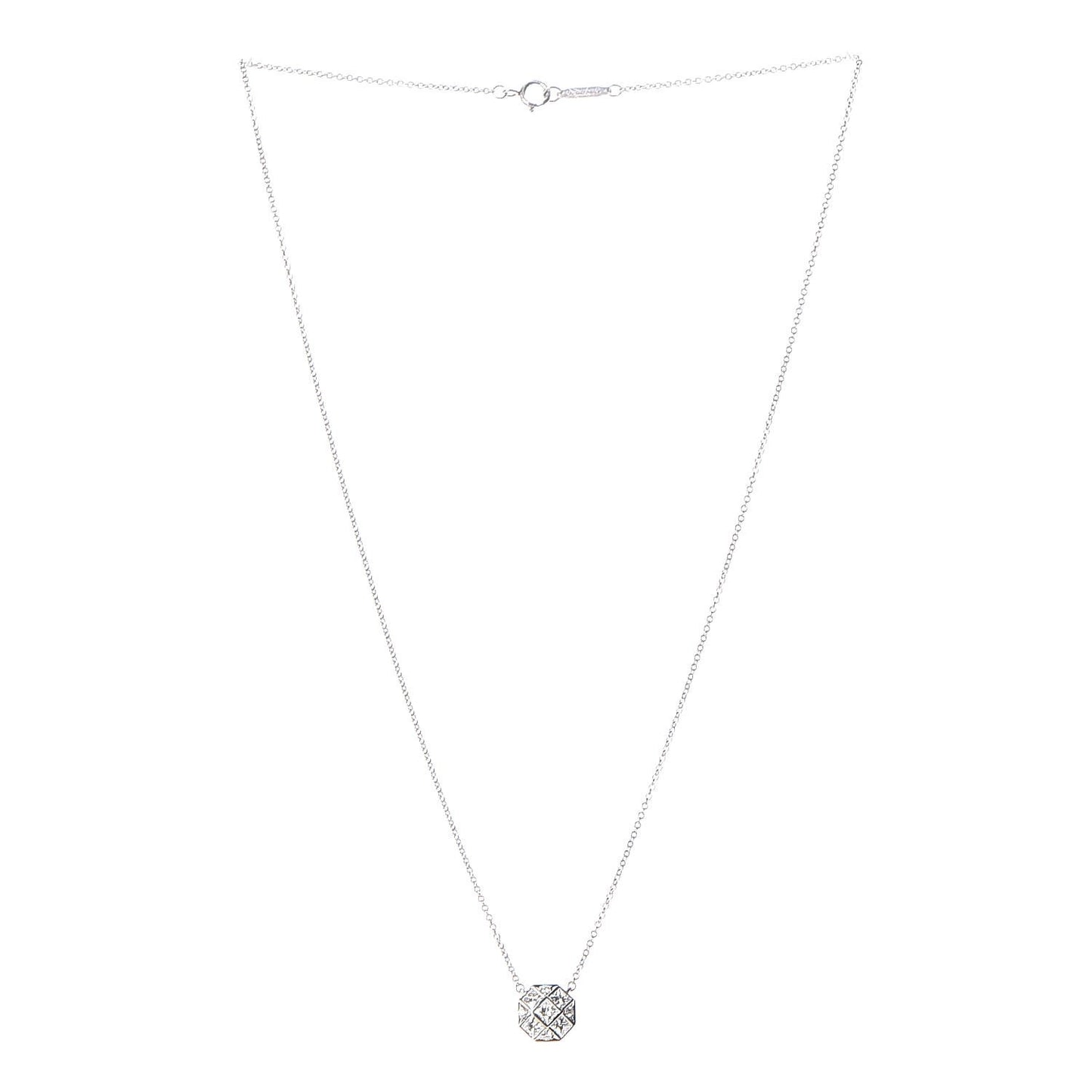 Platinum Diamond Mosaic Pendant Necklace