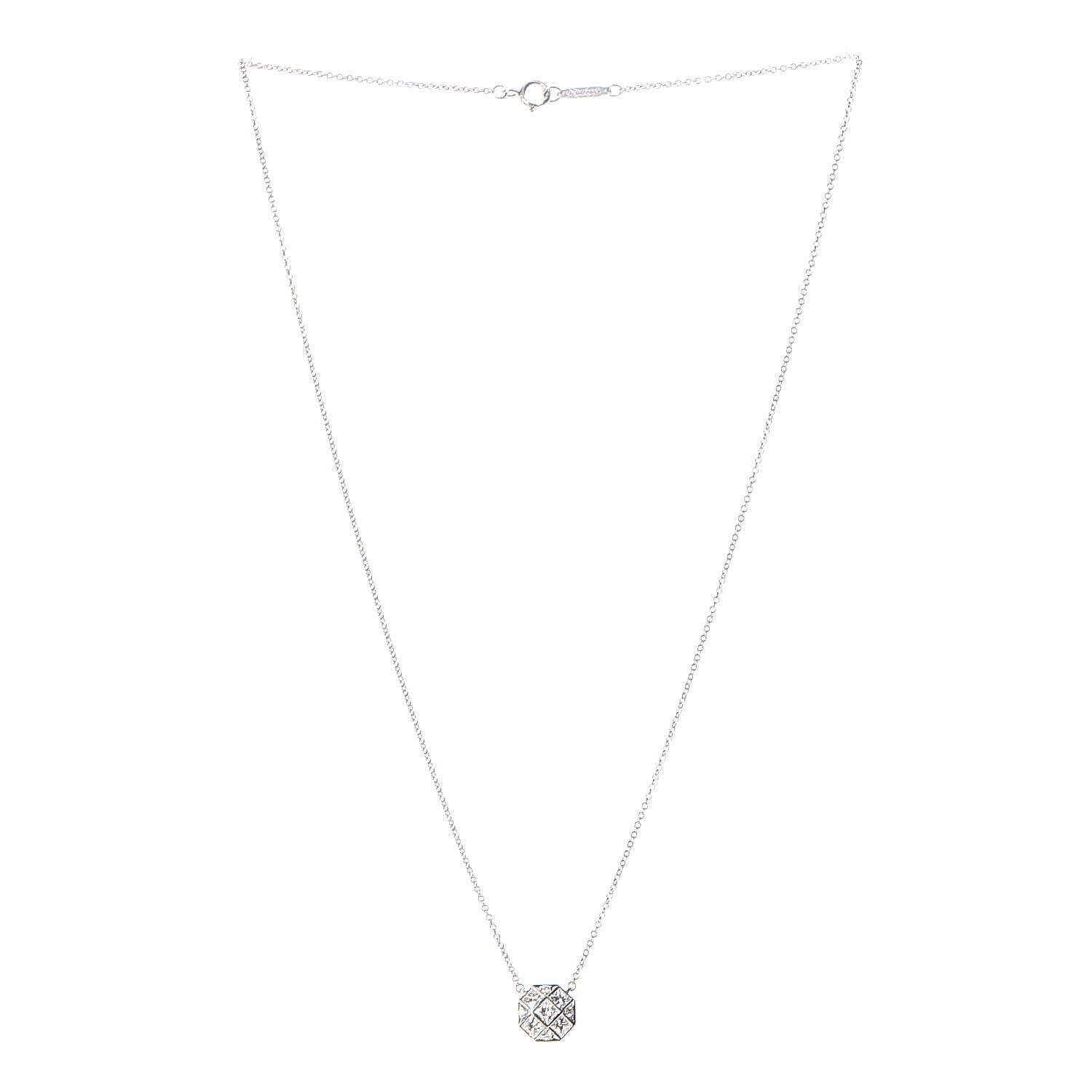 Tiffany Platinum Diamond Mosaic Pendant Necklace 4 of 7