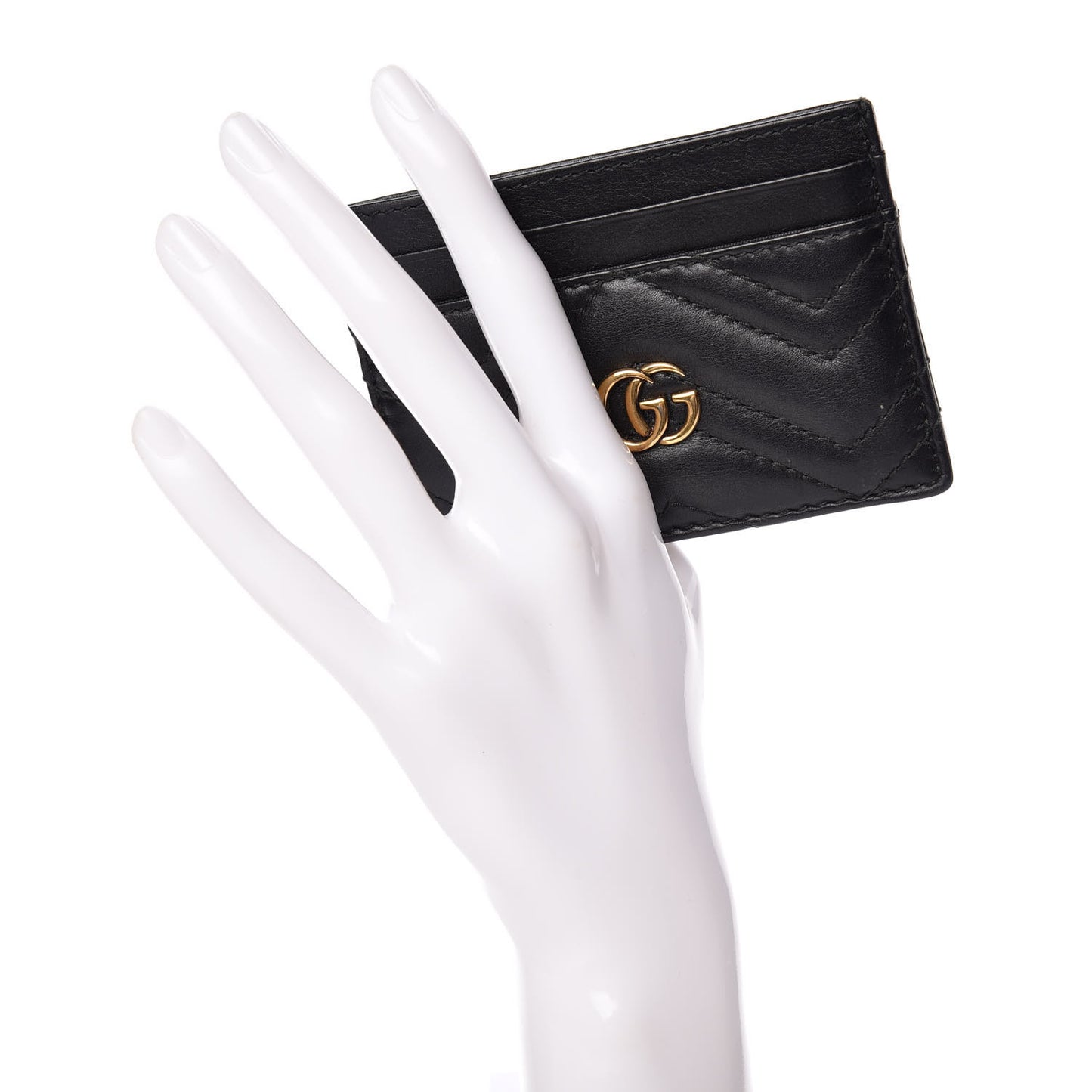 Calfskin Matelasse GG Marmont Card Holder Black