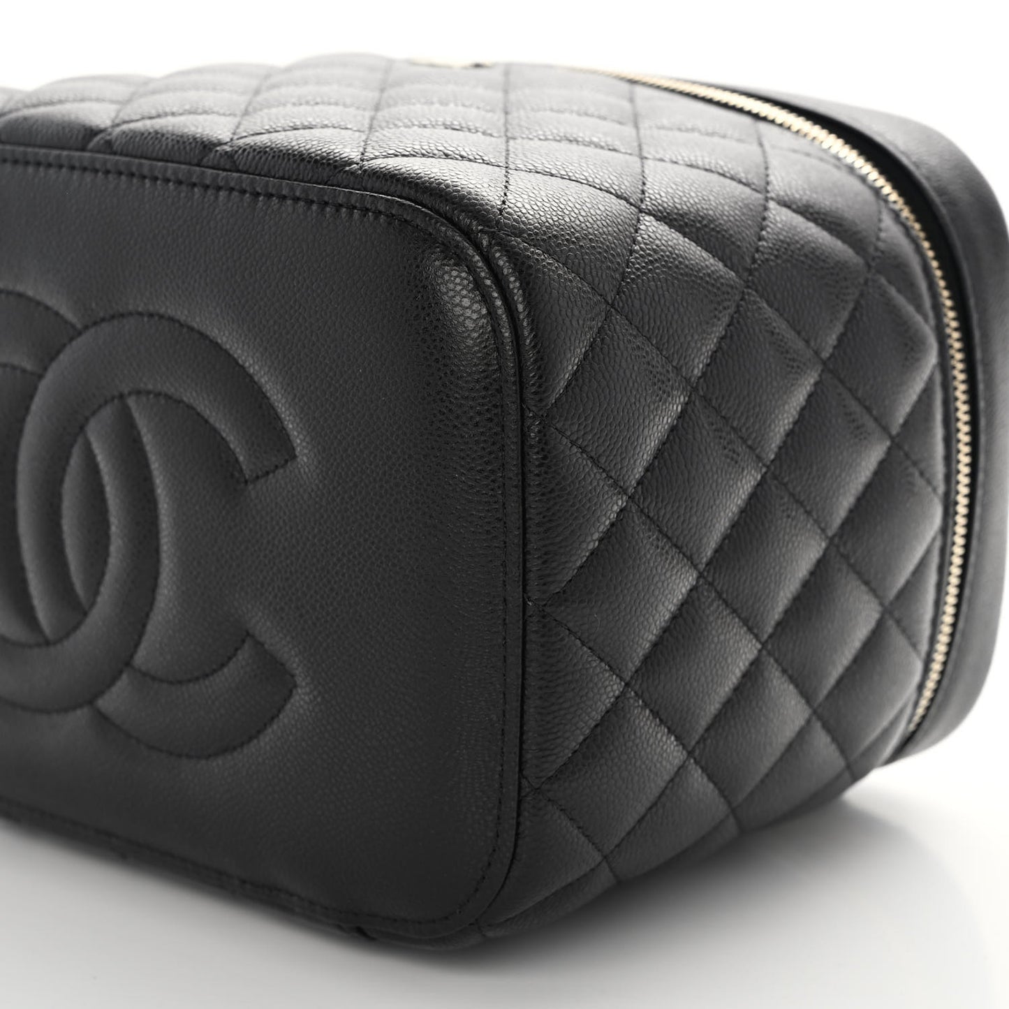 Caviar Quilted Large Vanity Pouch Black