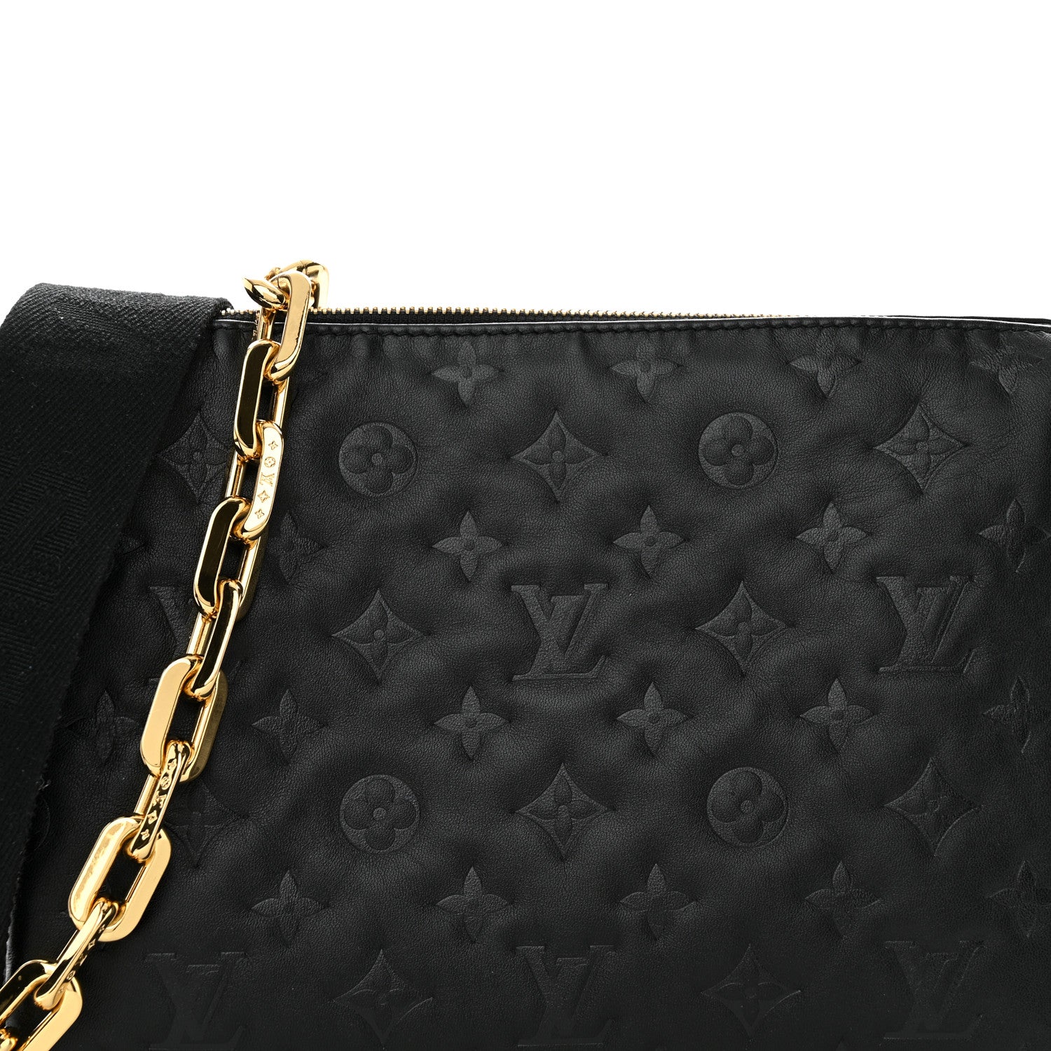 Louis Vuitton Lambskin Embossed Monogram Coussin PM Black 8 of 10
