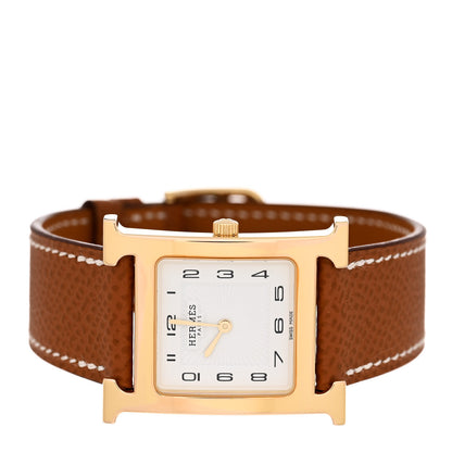 Hermes Stainless Steel Epsom 26mm Heure H Hour Quartz Watch Gold 2 of 8