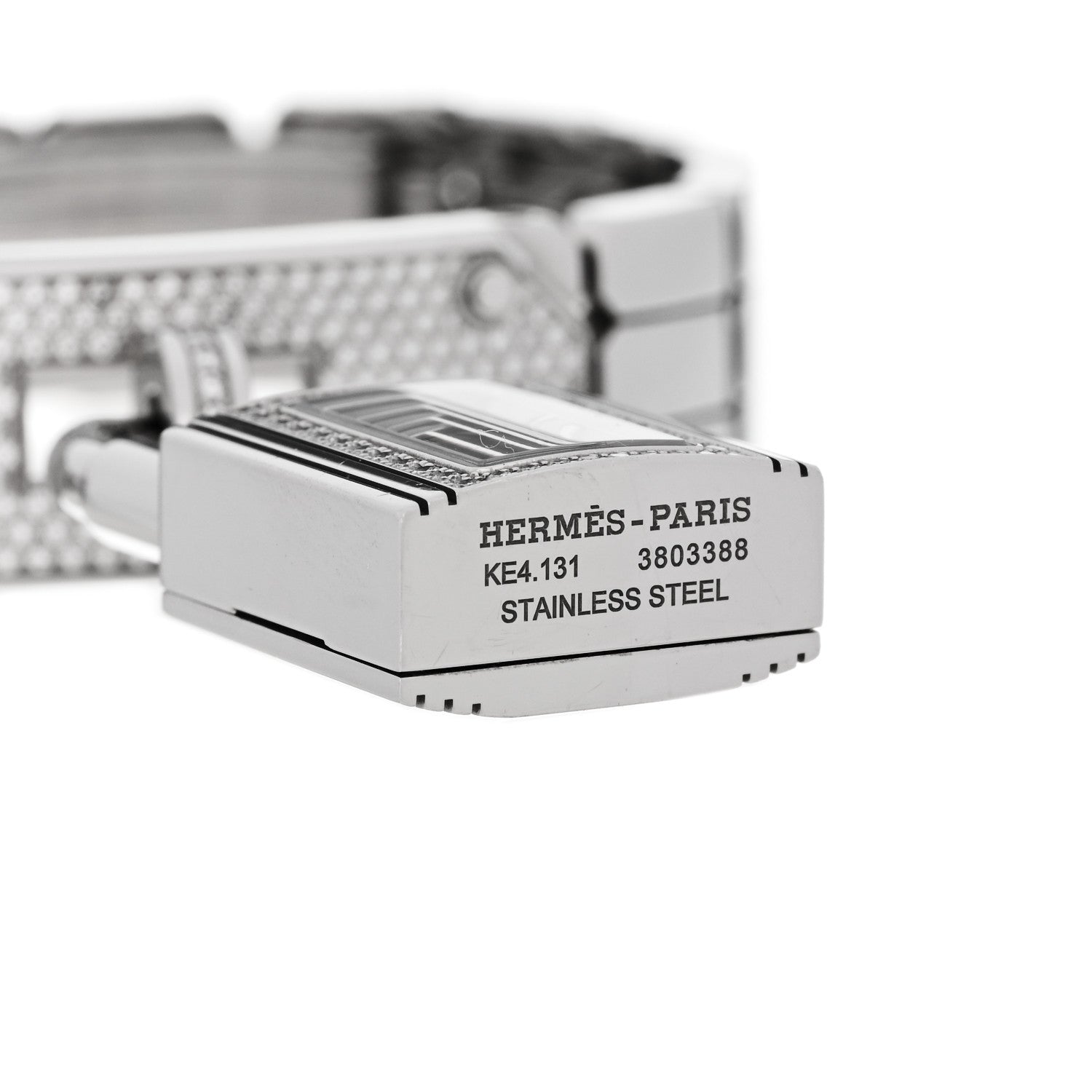 Hermes Stainless Steel Diamond Pave 16mm Kelly Quartz Watch 4 of 6
