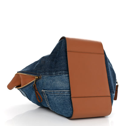 Loewe Calfskin Denim Small Hammock Shoulder Bag Blue Tan 4 of 13