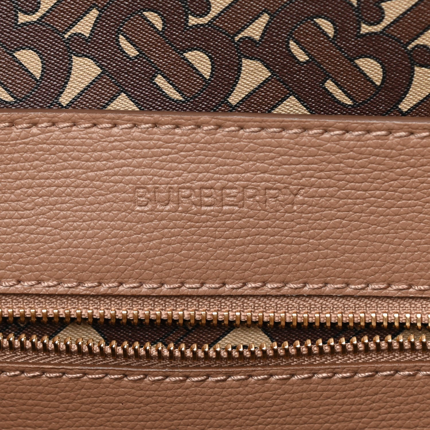 Burberry Calfskin TB Motif Embossed Medium Tote Camel 6 of 18