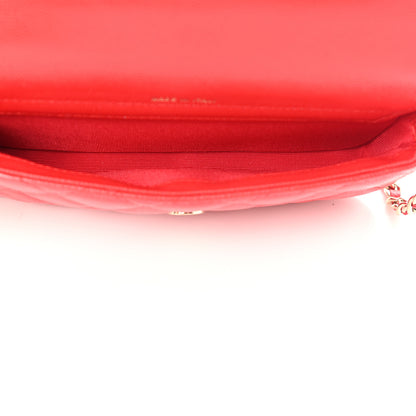 Chanel Caviar Quilted Flap Phone Holder With Chain Red 5 of 11