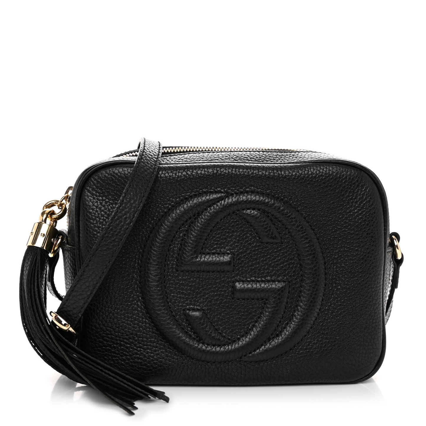 Pebbled Calfskin Small Soho Disco Bag Black