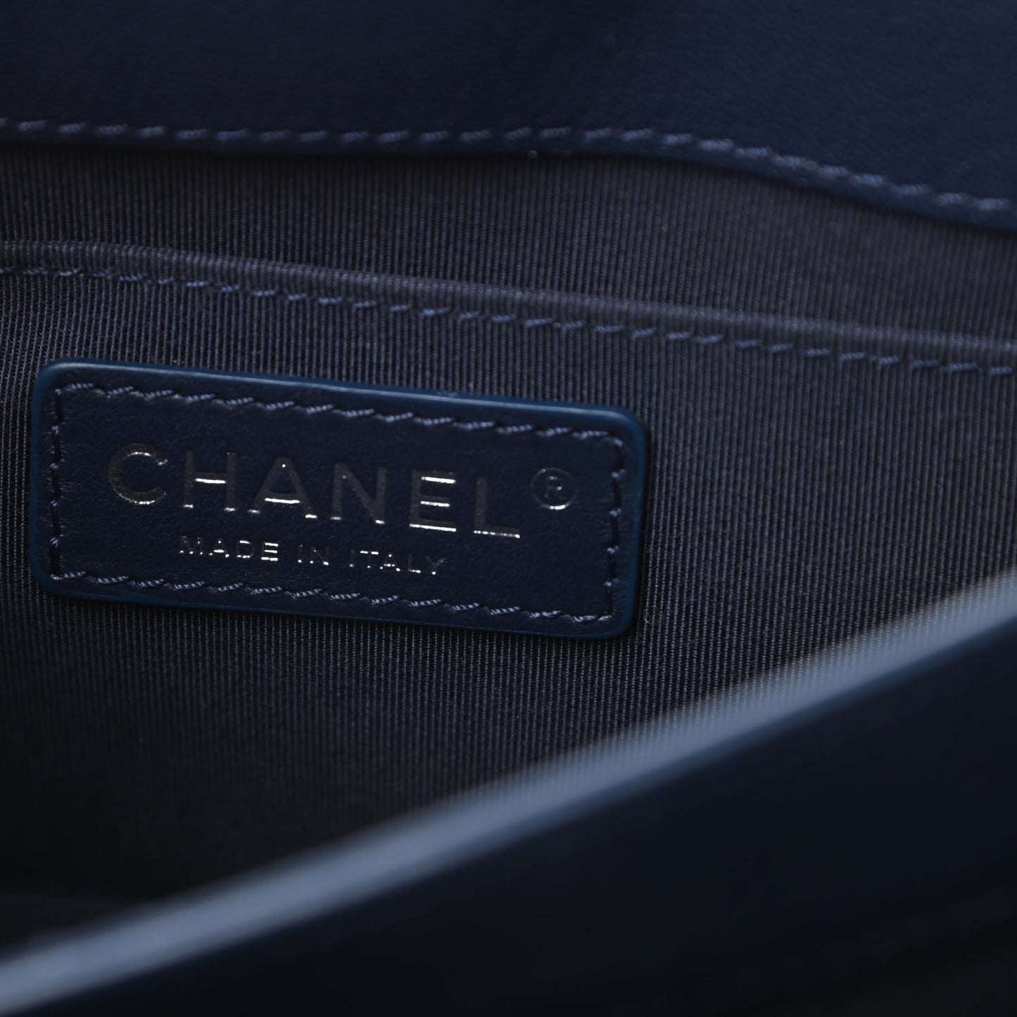 Goatskin Quilted Small CC Box Flap Navy